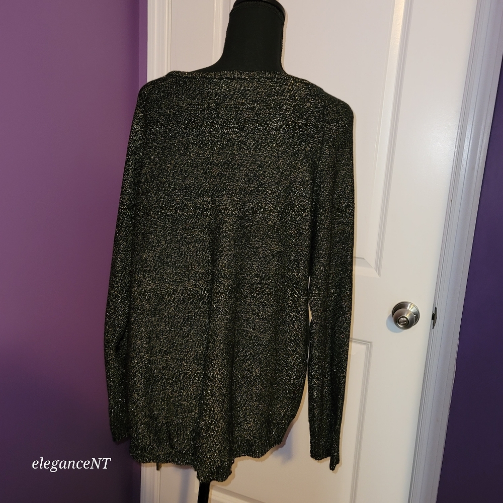Bisou Bisou Gold / Black Sparkle L/S sweater Sz: L NWT - Picture 6 of 6